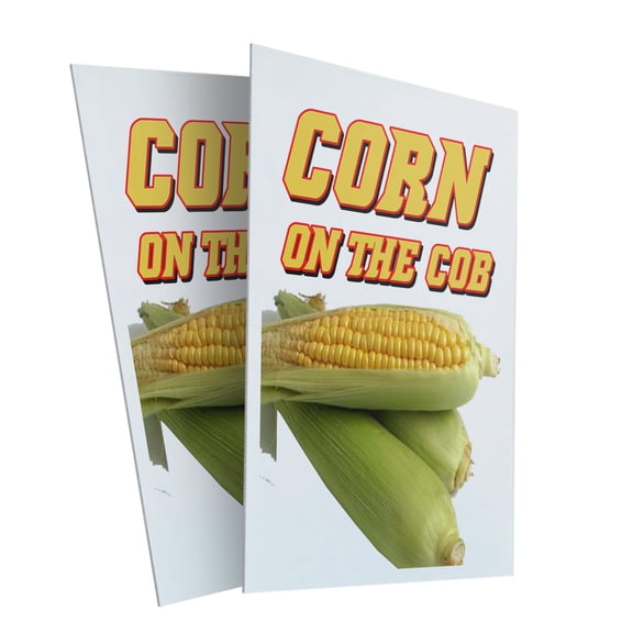 Corn On The Cob (2-PACK) 24" x 36" Plastic Signs | Sign Insert 4mm Corrugated Plastic Signs Storefront Window Poster