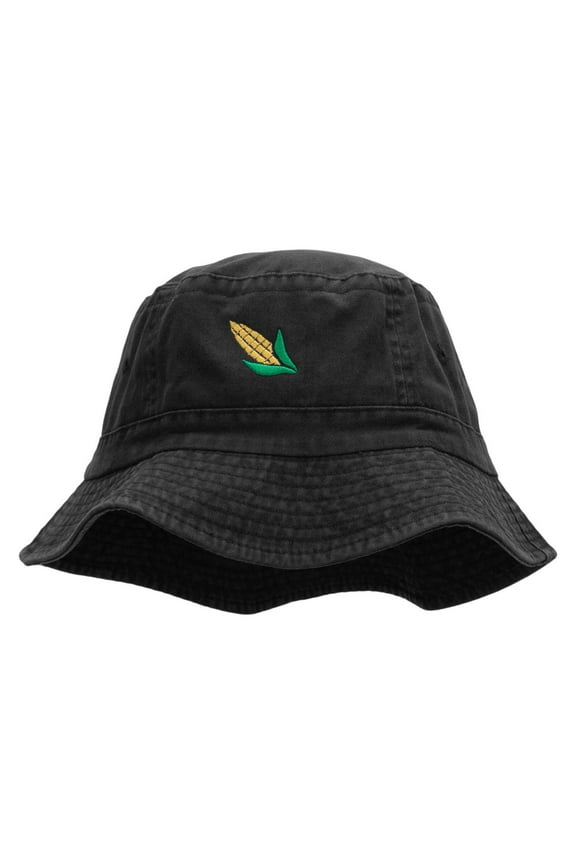 Corn On The Cob Embroidered Bucket Hat - Black OSFM