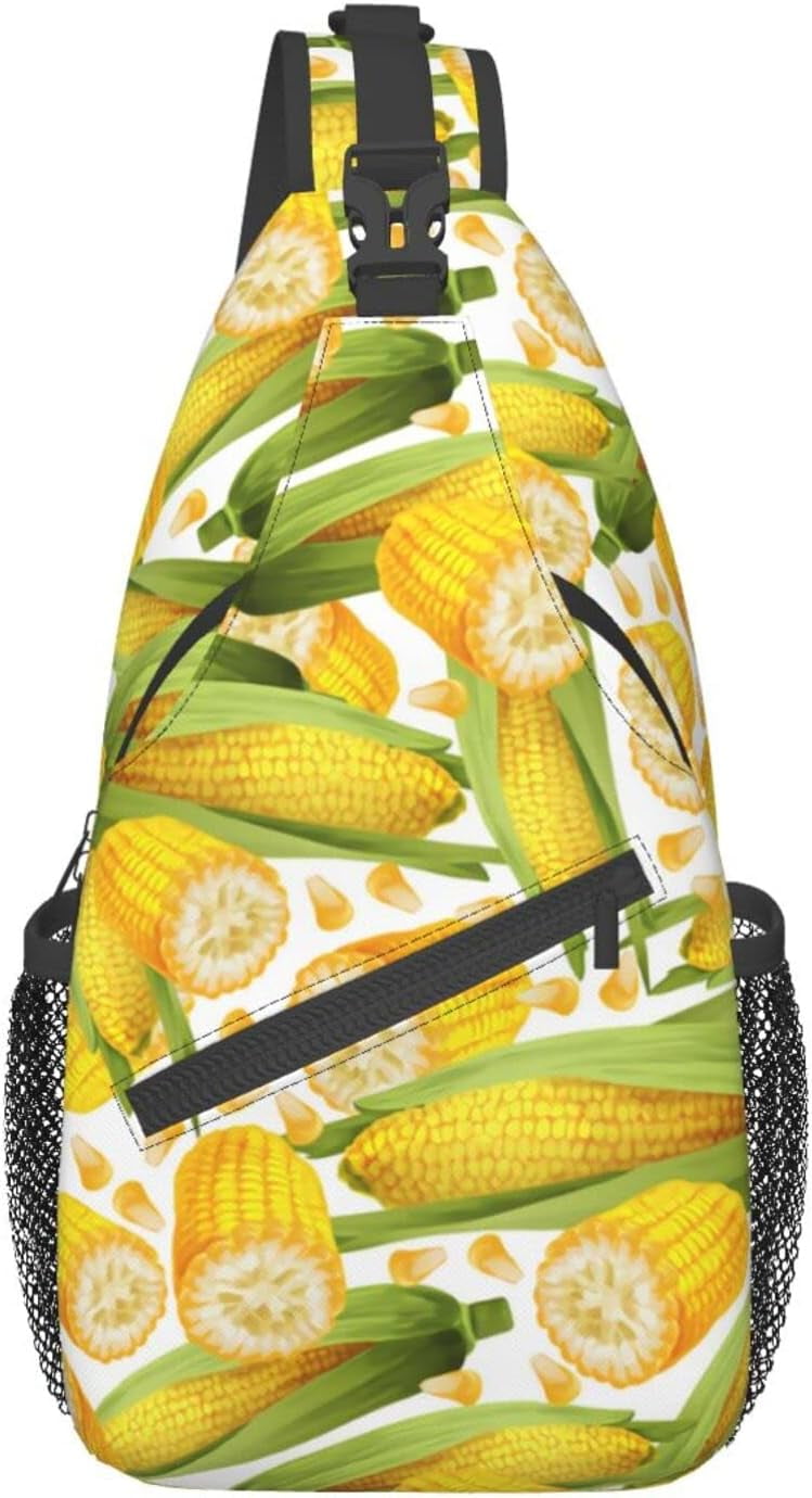 Corn Pattern Sling Bag Crossbody Hiking Travel Chest Bags Backpack Shoulder Daypack for Women Men