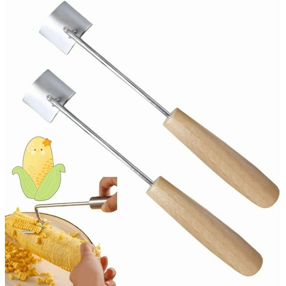 Corn Peeler for Corn on the Cob, 2025 Upgraded Easy Clean Corn Cob Peeler, Long Handle Stainless Steel Corn Cob Stripper Tool, Corn Cutter Remover Tool Kitchen Gadgets (2, A)