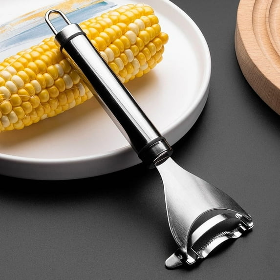 Corn Peeler for Corn on the Cob, Corn Stripper, Corn Holder, Stainless Steel Corn on the Cob Stripper Tool, New Long Handle Corn Cutter, Easy Clean Corn Cob Peeler for Home Kitchen & Outdoor Dining