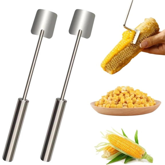 Corn Peeler for Corn on the Cob,Long Handle Stainless Steel Corn Stripper Tool,Ergonomic Corn Peeler Tool for Effortless Cob Stripping,Fast Corn Shucker Cutter for Home Kitchen,Salad (2 Pack)