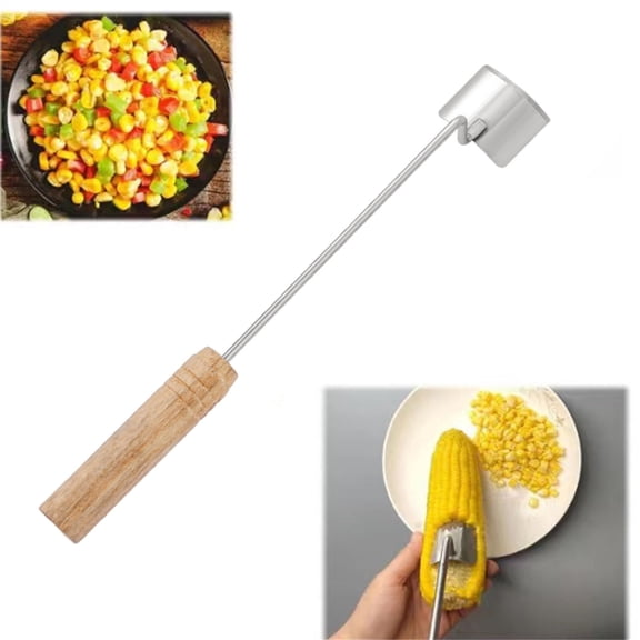 Corn Peeler Corn Cob Remover - Stainless Steel Corn Stripper for Cutting Kernels Quickly - Kitchen Tool for Cooking Desserts - Safe Push Down Design for Home Kitchen Restaurant,1PC