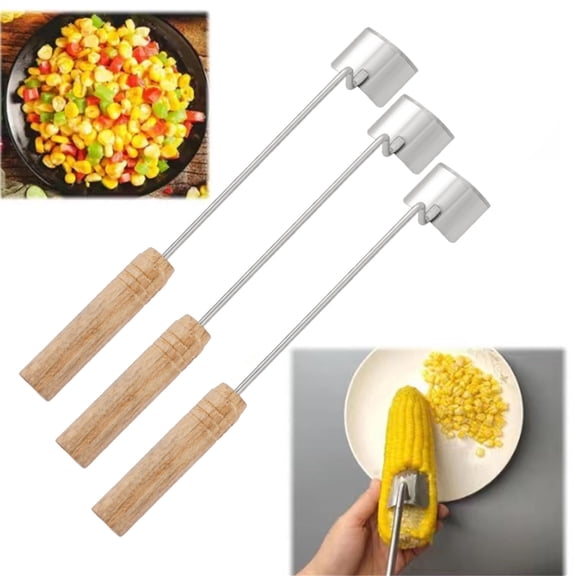 Corn Peeler Corn Cob Remover Tool | Stainless Steel Corn Stripper for Kitchen | Fast Corn Kernel Cutter for Home Cooking, Restaurant Chefs, Outdoor Dining - Easy Clean, Compact Storage
