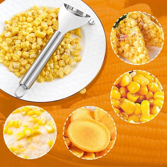 Corn Peeler Stainless Steel Cob Peeler Kitchen Tool for Efficient Corn Stripping and Cob Cleaning, 17.8x6cm, Silver
