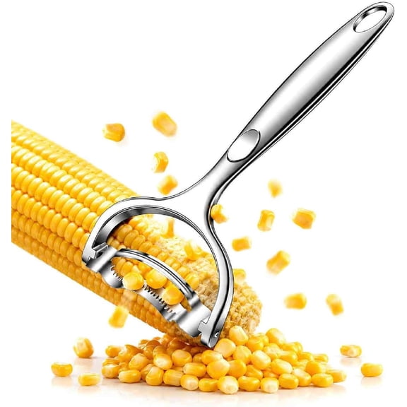 Corn Peeler, Stainless Steel Corn on the Cob Stripper Tool, Ergonomic Planer Thresher, Manual Kernel Remover and Cutter for Fresh Cobs, Kitchen, BBQ, Picnic Gadget (1PCS)