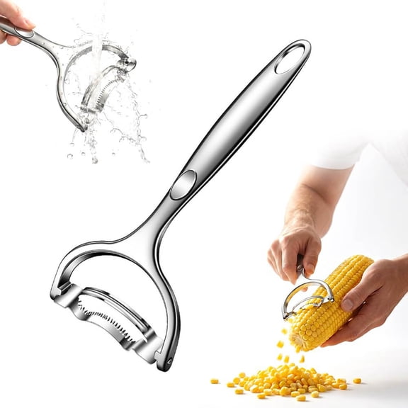 Corn Peeler,Stainless Steel Corn Scraper Built-in Hanging Hole with Ergonomic Handle for Home Kitchen Restaurants