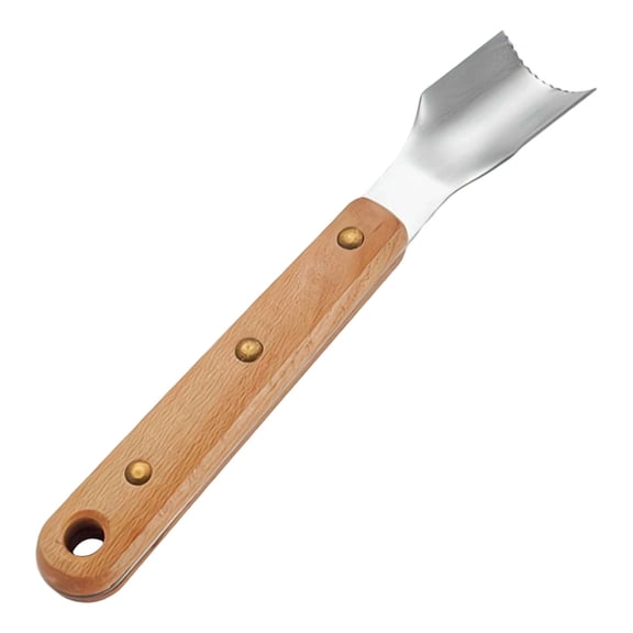 Corn Peeler Stripper, Manual Corn Thresher Labor Saving Corn shucker with Wooden Handle, Curved Stainless Steel Blade Corn Cob Kernel Remover , Ergonomic Multi Purpose Kitchen Corn Prep Tool