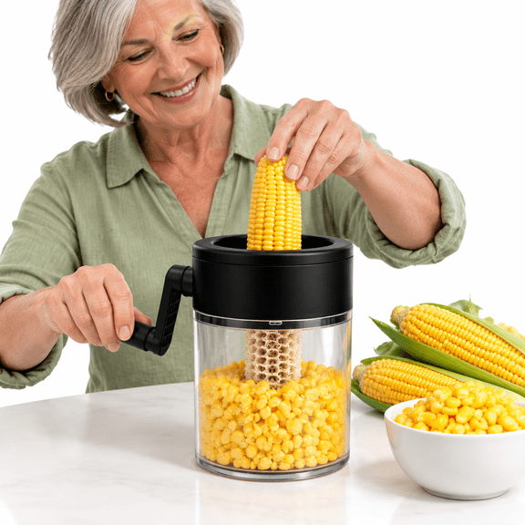 Corn Peeler Stripper Tool with Rotating Handle, Stainless Steel Cob Corn Remover