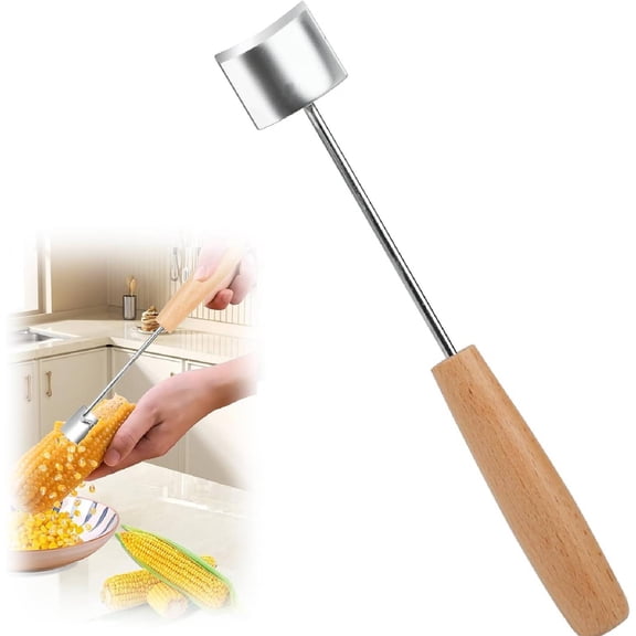 Corn Peeler, Upgraded Stainless Steel Corn Peeler, Easy Corn Cob Stripping Tool for Quick Kernel Removal, Durable Kitchen Gadget for Home & Restaurant Picnic Use(Wood)