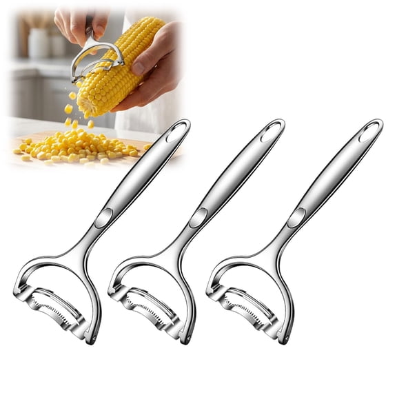 Corn Peeler on the Cob, Stainless Steel Corn Stripper Tool, Corn Kernel Remover for Sweet Corn Cutter, Kitchen Tools for Easy Prep(3PCS)