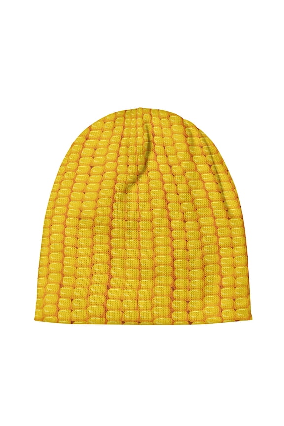 Corn Print Beanie Hat, Farmer Gifts Cuffed Beanie For Men Women