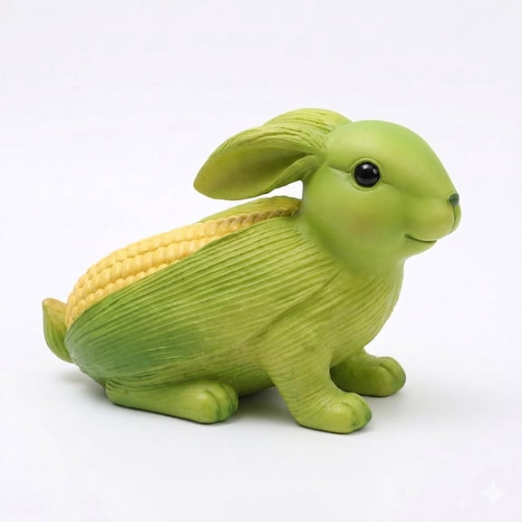 Corn Rabbit Ornament - Resin Rabbit Statue for Outdoor Lawn - Quirky Garden Decor