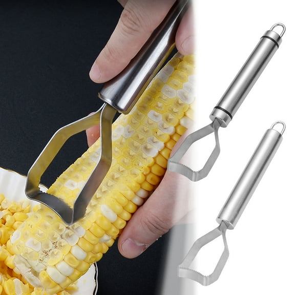 Corn Scraper Stainless Steel Corn Peeler Remover Cob Planer Stripper with Ergonomic Non-Slip Handle | Multifunctional Kitchen Cutter Tool | Easy to Clean Dishwasher Safe | 18x3.4cm
