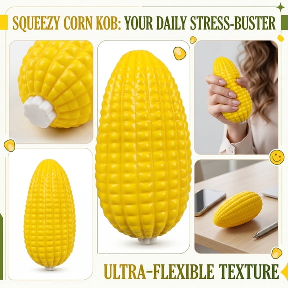 Corn Shaped Squishy, Realistic Food Slow Rising Stress Relief Squeeze, Sensory Anxiety Fidget, Vegetable Desk Reliever, Novelty Venting Gift