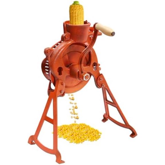 Corn Sheller Hand Crank, Steel Corn Cob Thresher with Stand, Manual Quick Corn Cob Stripper Tool for Home Use, Corn Cob Stripper for Farms and Families (Orange)$$Home Decor, Kitchen, & Other