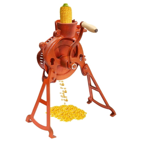 Corn Sheller Hand Crank, Steel Corn Cob Thresher with Stand, Manual Quick Corn Cob Stripper Tool for Home Use, Corn Cob Stripper for Farms and Families (Orange)