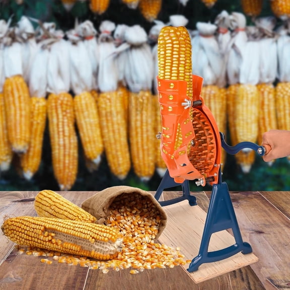 Corn Sheller Hand Crank, Steel Corn Cob Thresher with Stand, Manual Quick Corn Cob Stripper Tool for Home Use, Heavy Duty Corn Cob Stripper for Farms and Families