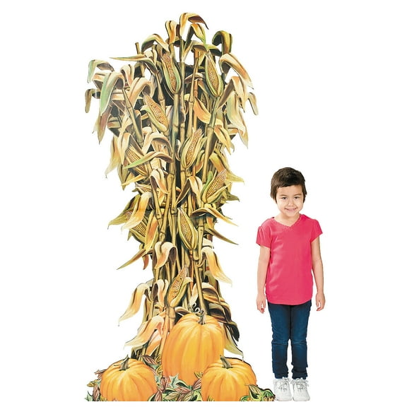 Fun Express Corn Stalk Cardboard Stand-Up Harvest 1 Piece 70 Inch