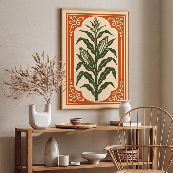 Corn Stalks Rustic Farmhouse Wall Art Unframed Paper Print