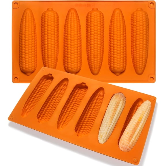 Corn Stick Bread Pan, Silicone Corn Cob Bread Molds for Baking,Cornbread Pan for baking Golden Brown 2Pack