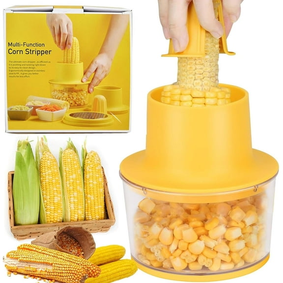 Corn Stripper, Corn Peeler, Quick Corn Kernel Cutter Tool, with Bowl & Safety Handle [Yellow]
