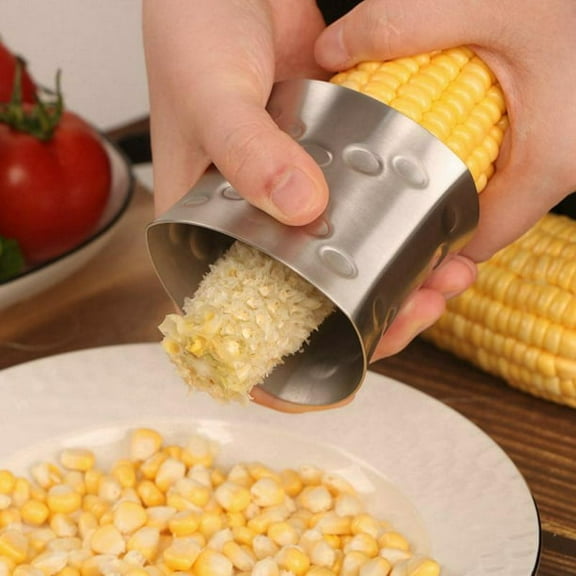 Corn Stripper Cutter, Non-Slip Grip 304 Stainless Steel Cob Corn Peeler Corn Kernel Cutter, Professional Corn Thresher Slicer Corn Stripping Tool for Home & Kitchen with Serrated Blade
