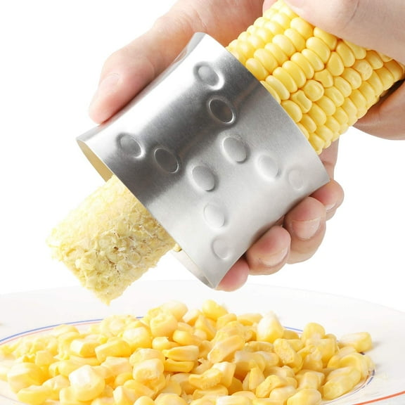 Corn Stripper Cutter, Non-Slip Grip 304 Stainless Steel Cob Corn Peeler Corn Kernel Cutter, Professional Corn Thresher Slicer Corn Stripping Tool for Home & Kitchen with Serrated Blade