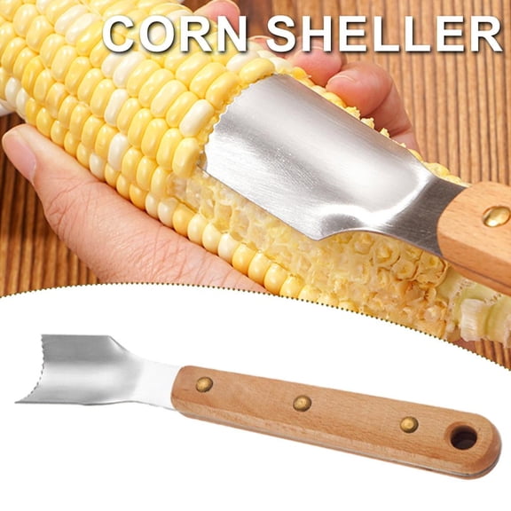 Corn Stripper Peeler, Stainless Steel Serrated Kernel Remover with Beechwood Handle, Compact Kitchen Tool for Fresh Corn
