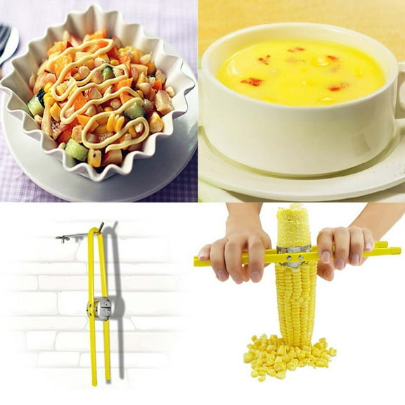 Corn Stripper Stainless Steel Corn Stripper - 11 Inch Kernel Remover Tool with Collection Tray, Bbq & Kitchen Cob Peeler Kernel Remover Tool