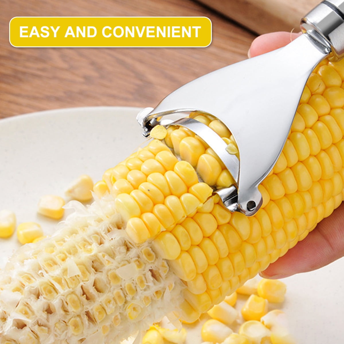  Magic corn peeler, stainless steel corn cob peeler, simple corn  peeler for corn cobs, convenient thresher corn cutter, small kitchen tools  (B): Home & Kitchen