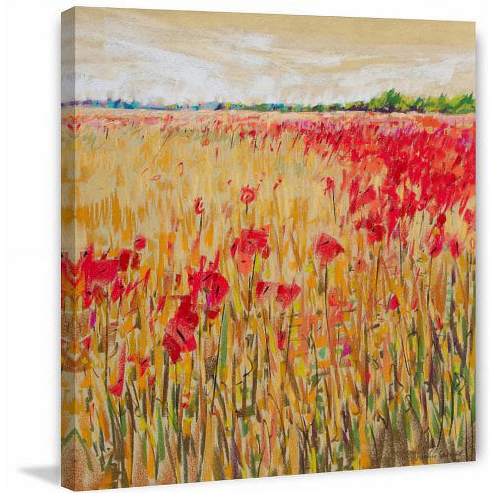 "Corn and Poppies XIV" Painting Print on Wrapped Canvas