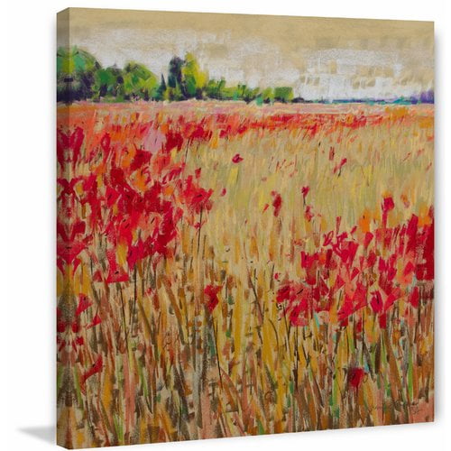 "Corn and Poppies XV" Painting Print on Wrapped Canvas