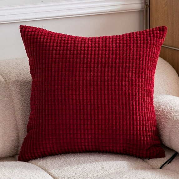 Corn grain solid color corduroy pillow cover pillow sofa suitable living room office pillow-claret