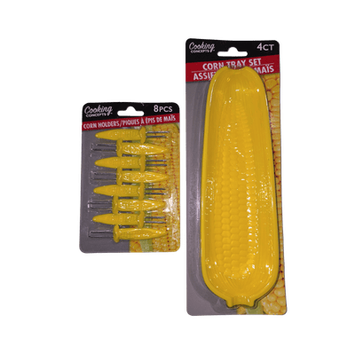 Corn on the Cob Tray Boats (4pieces) and Corn Skewers (8 pieces), Perfect for Lunches, Dinners, Picnics, Grilling, Parties