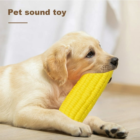 Corn-shaped Dog Chew Toy Interactive Squeaky Corn Stick Teeth Cleaning Toy Funny Pet Sound Toy for Small Medium Large Breed-Yellow