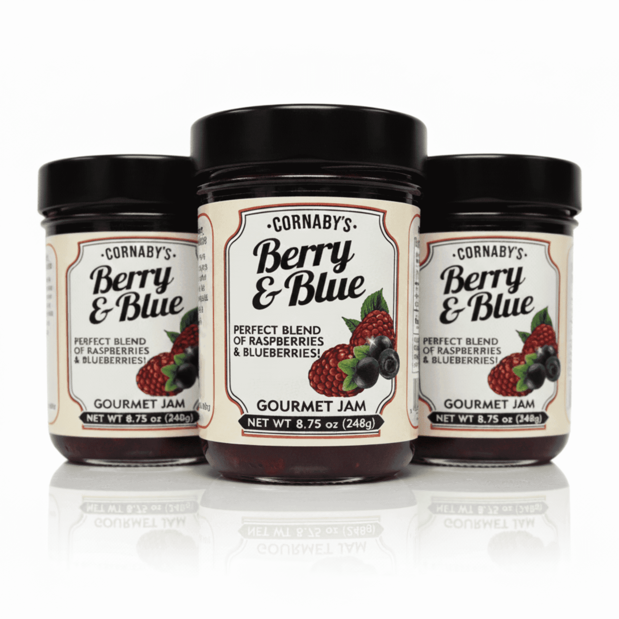 Cornaby’s - Berry & Blue Gourmet Jam (3 Pack) | Gluten Free, Non-GMO | (8.75 oz/each)