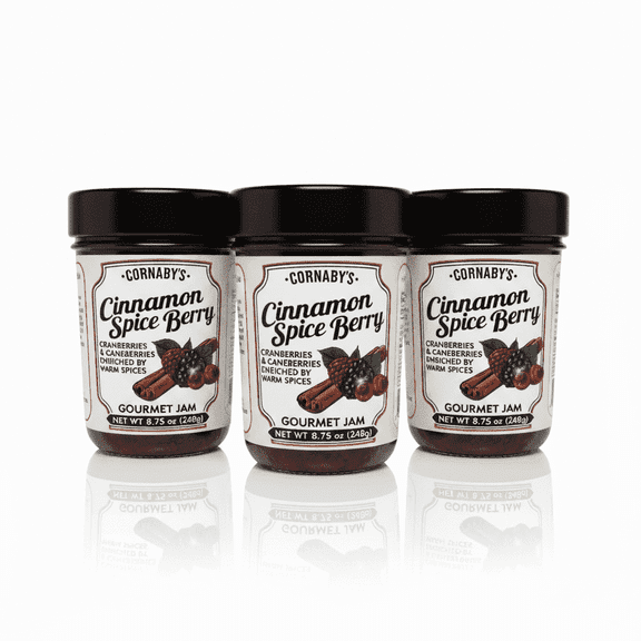 Cornabys Gourmet Cinnamon Spice Berry Jam, 8.75 Oz, 3 Pack Gluten-Free, Non-Gmo, No Corn Syrup, Twice the Fruit, Half the Sugar