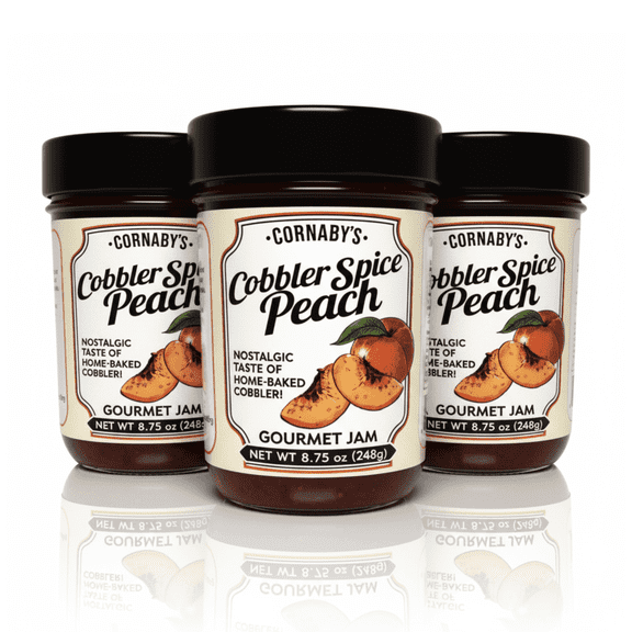 Cornabys - Cobbler Spice Peach Gourmet Jam (3 Pack) | Gluten Free, Non-GMO | (8.75 oz/each)