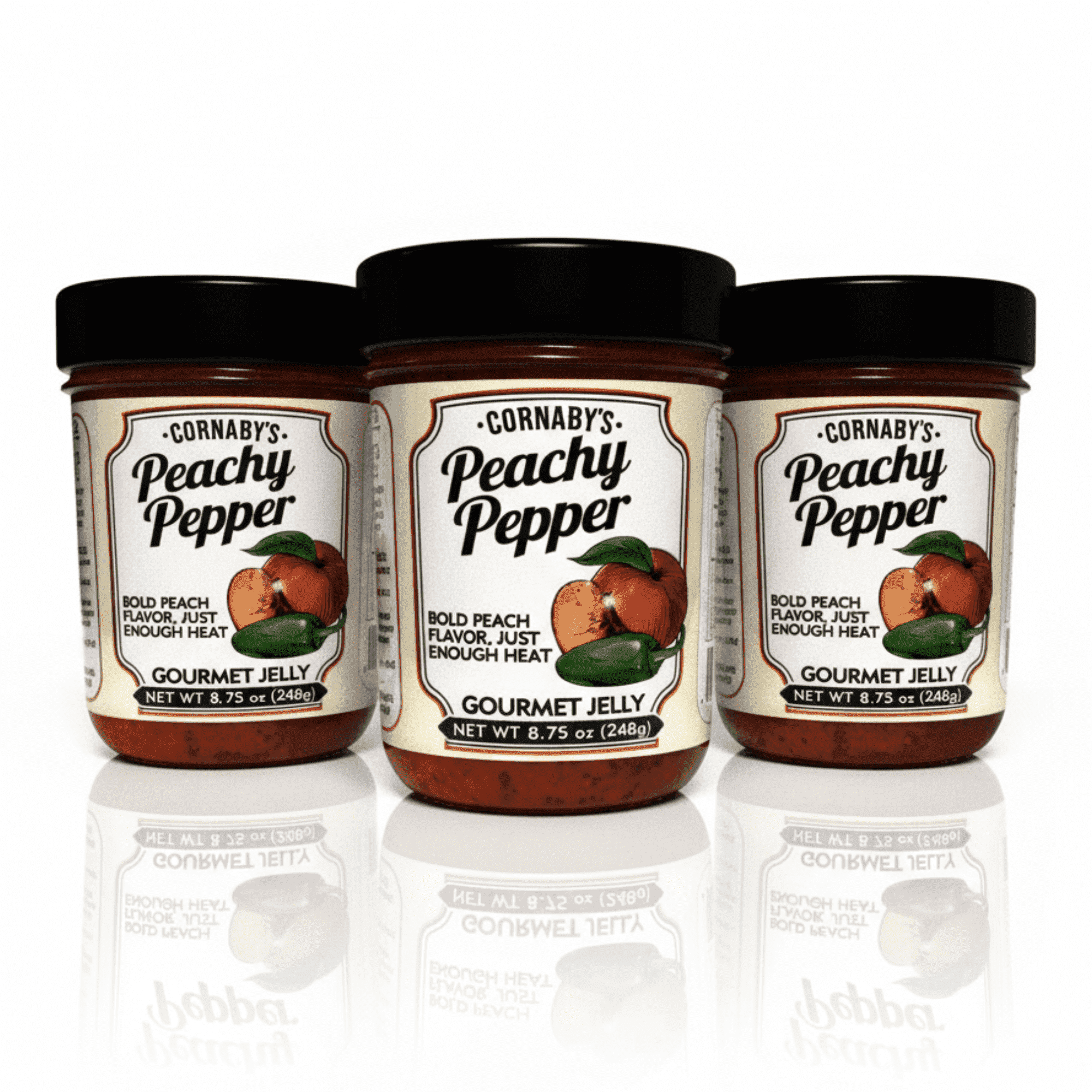 Cornaby's Gourmet Peachy Pepper Jam, 8.75 Oz, 3 Pack, Gluten-Free, Sweet & Spicy Flavor, No Corn Syrup, Made with Peaches and Peppers