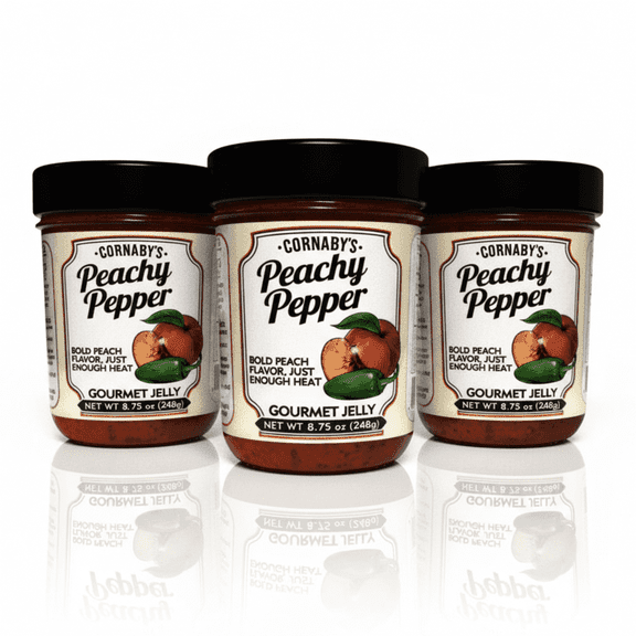 Cornabys - Peachy Pepper Gourmet Jam (3 Pack) | Gluten Free, Non-GMO | (8.75 oz/each)