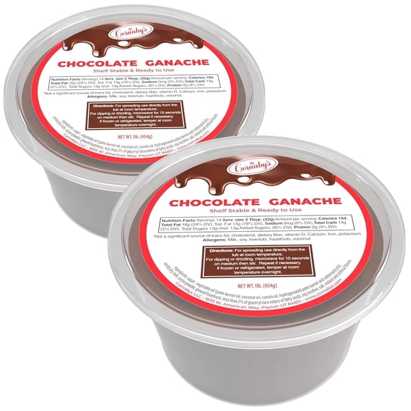 Cornaby's Ready to Use Chocolate Ganache Valentines Dessert Rich and Creamy Topping for Strawberries and Baked Treats, 2 Pack 1 Lb Tubs as Valentine's Day Gifts