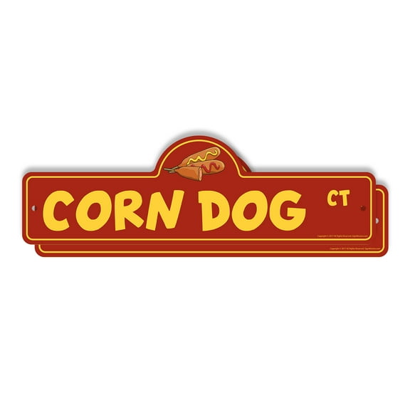 Corndog (2 Pack) Plastic Street Sign - 7 Inch X 20 Inch Gift Food Snack Fried Meal Stick Fair Carnival Festival Lunch Party Fun Treat