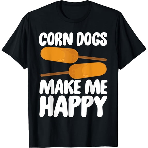 Corndog Costume T-Shirt Corn Dogs Make Me Happy Gift T-ShirtMen's and women's gift, black and white T-shirt, size: Extra large S-4XL