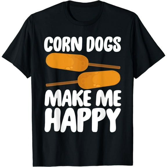 Corndog Costume T-Shirt Corn Dogs Make Me Happy Gift T-ShirtMen's and women's gift, black and white T-shirt, size: Extra large S-4XL