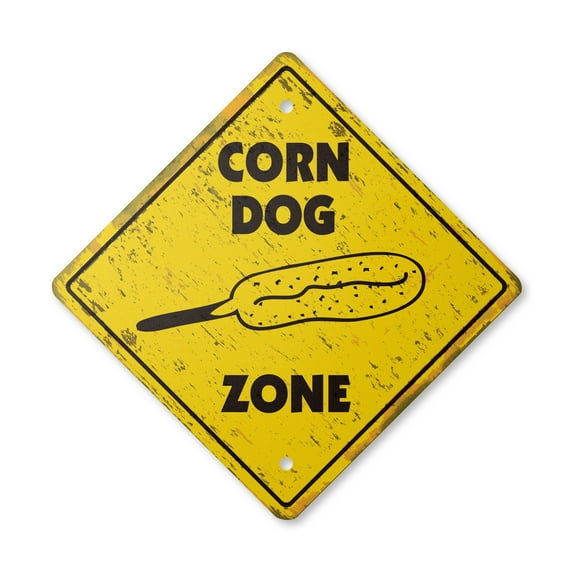 Corndog Vintage Crossing Sign Zone Xing | Indoor/Outdoor Plastic | 14" Tall rustic vendor trailer concessions carnival restaurant food fair