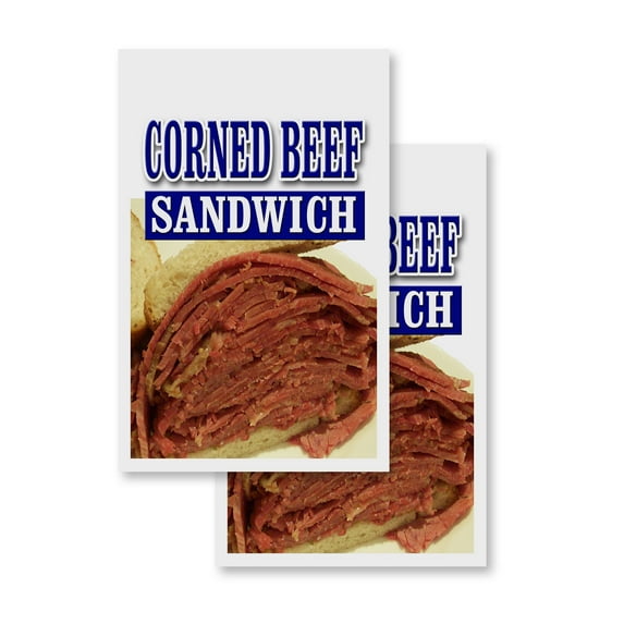 Corned Beef Sandwich (2-PACK) 24" x 36" Vinyl Decals | Sign Insert Peel & Stick Decals Stickers Window Signs