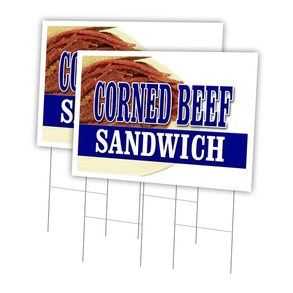 Corned Beef Sandwich 2 Pack Of 24" x 36" Yard Sign & Stake | Advertise Your Business | Stake Included Image On Both Sides | Made in The USA