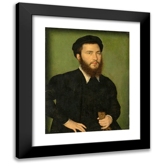 Corneille de Lyon 12x14 Black Modern Framed Museum Art Print Titled - Portrait of a Man (1550-60)