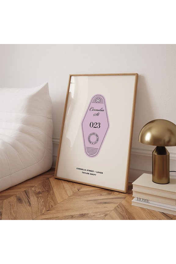 Cornelia Street Print, Lilac Motel Keychain Lover Wall Art Home Decor #706, Unframed Canvas Size 8x12